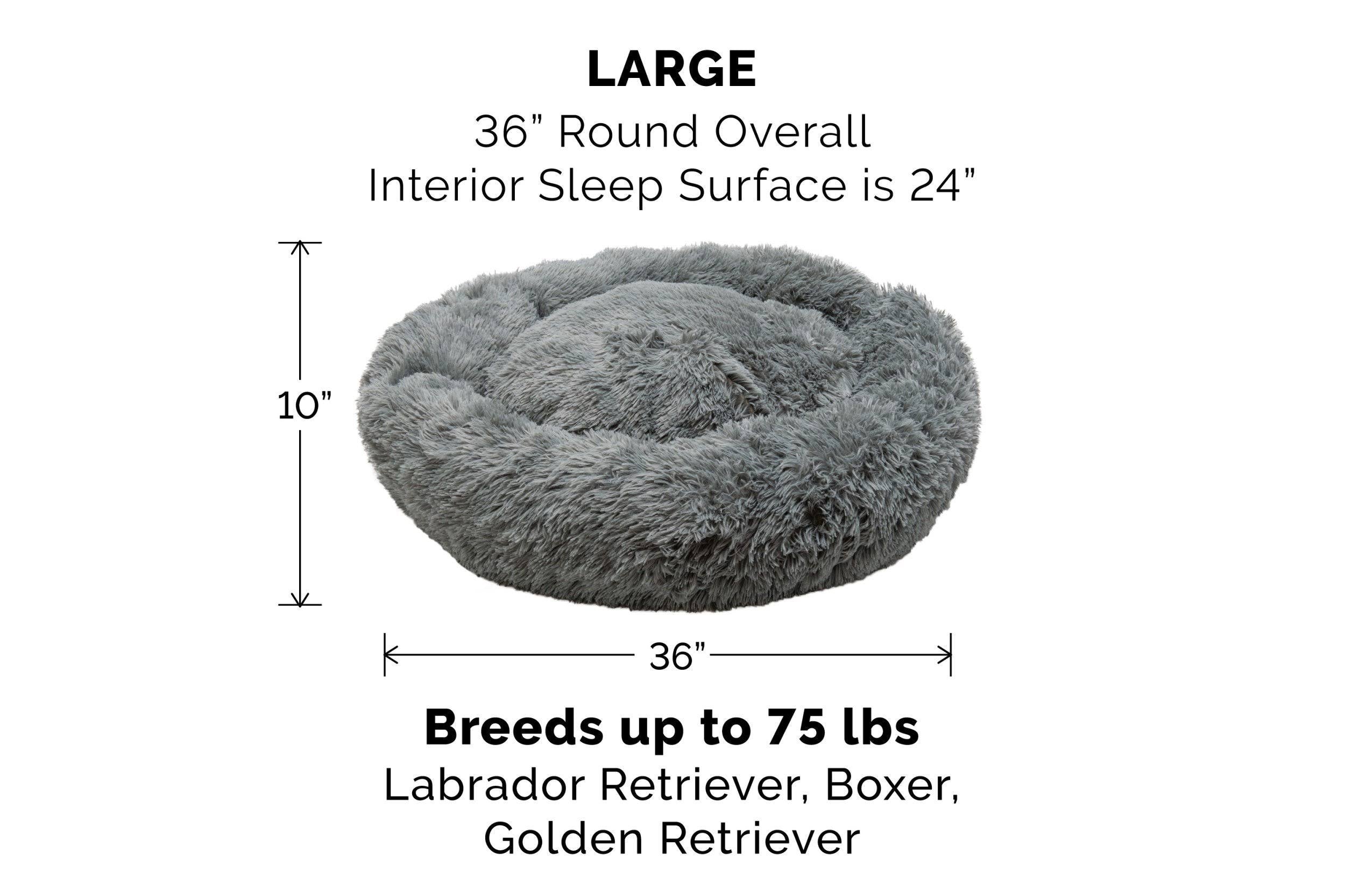 Calming Donut Dog Bed Large Mist Gray k7