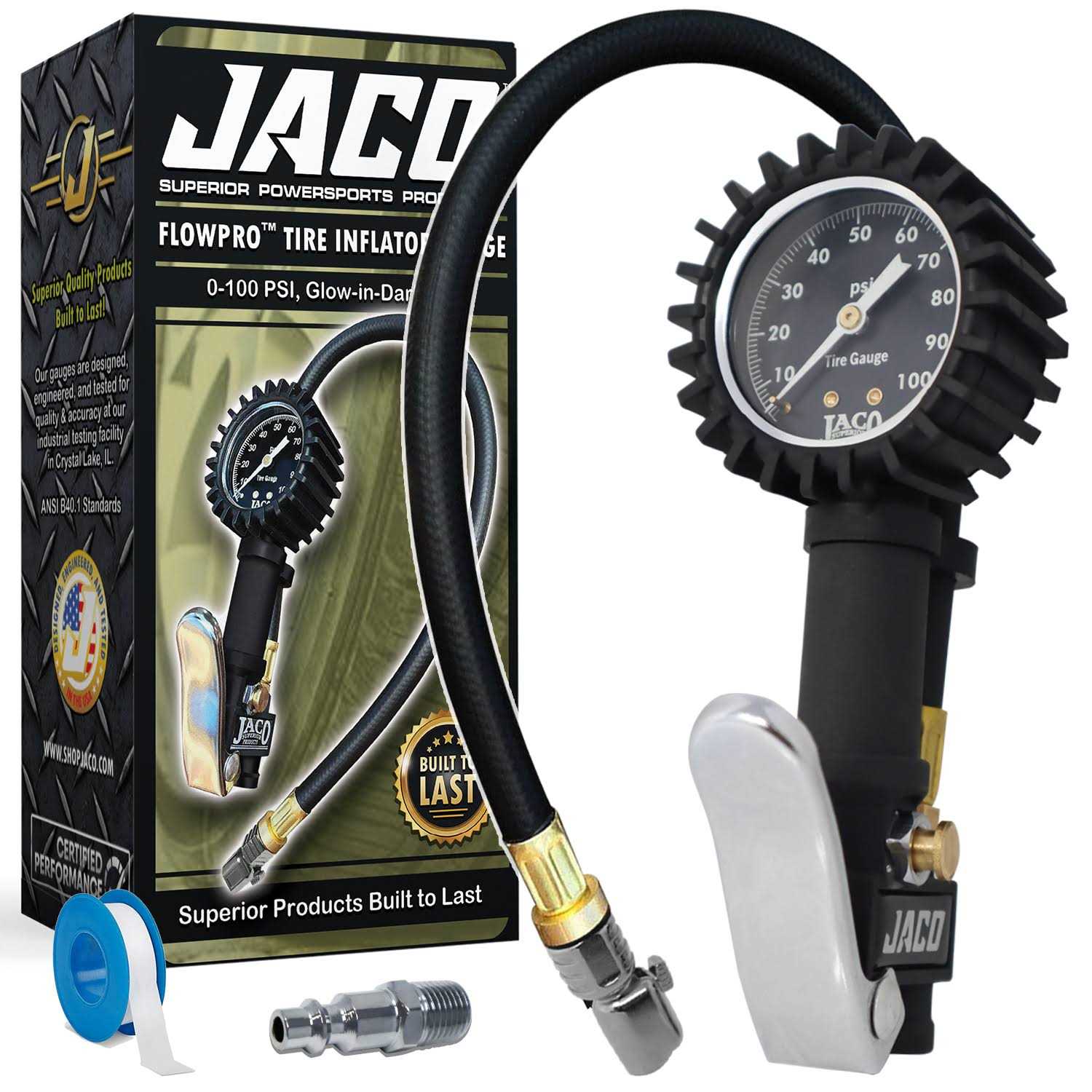 JACO FlowPro Tire Inflator with Pressure Gauge - Sports Supplies Online Store