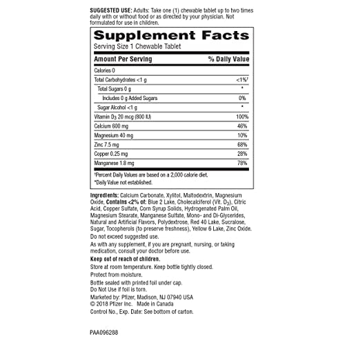 Calcium Vitamin D Chewable Supplement, Cherry Orange Fruit Punch 60 Count a7
