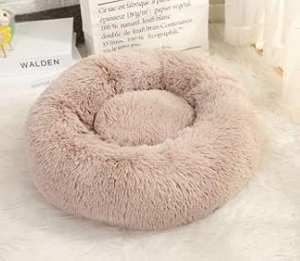 Washable Soft Donut Pet Bed for Dog Cat, Round Plush, Grey Medium a7