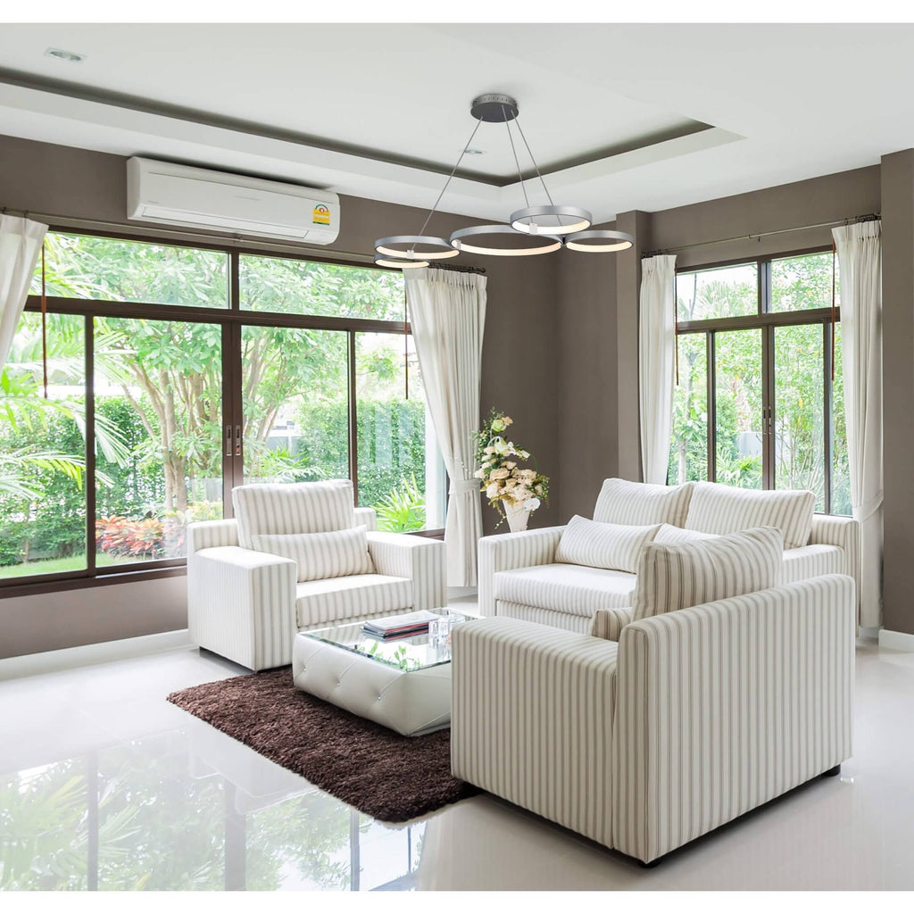 Modern LED Multi-Ring Chandelier Silver a7
