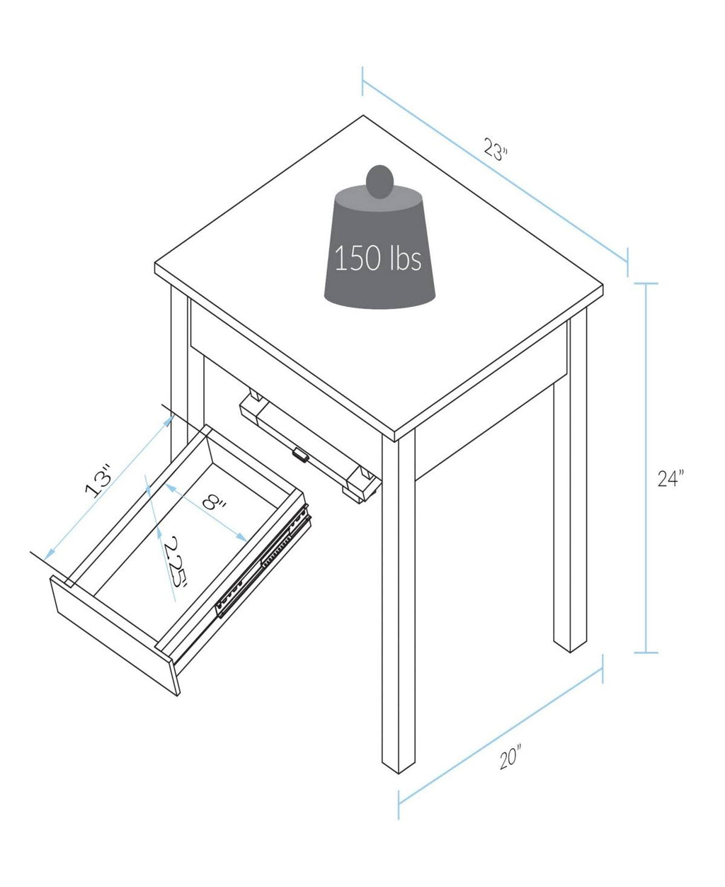 End Table with Concealed Drawer Brown k7m