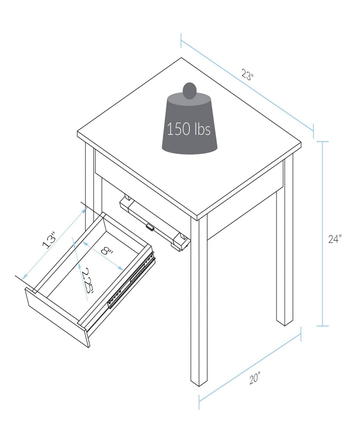 End Table with Concealed Drawer Brown k7m