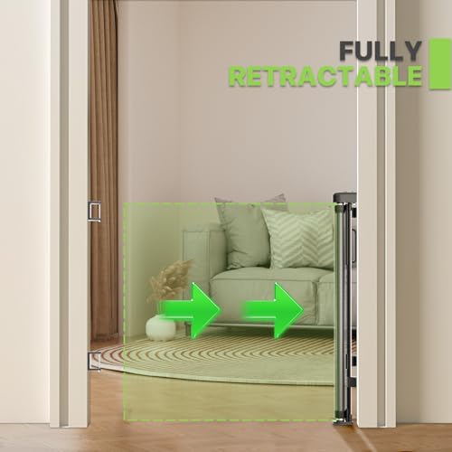 Retractable Mesh Safety Gate for Doorways Stairs 34in White a7