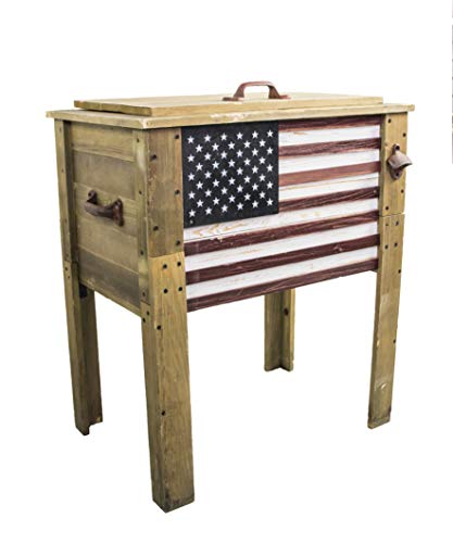 Outdoor Beverage Cooler with Folding Side Tables 87 Quart Rustic Brown k7