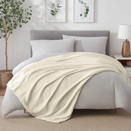 Cotton Thermal Blanket Twin Size 90x66 Inch White a7