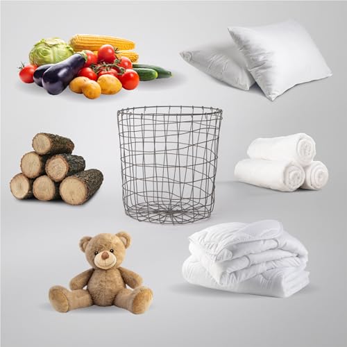 Wire basket for blankets toys pantry storage metal round organizer k7p