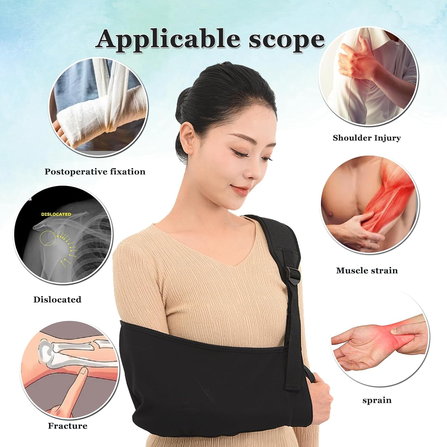 Arm Sling Shoulder Immobilizer Breathable Rotator Cuff Support Brace k7