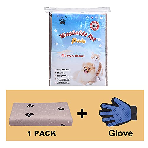 Washable Dog Pee Pads with Grooming Gloves, Reusable Training Mat a7