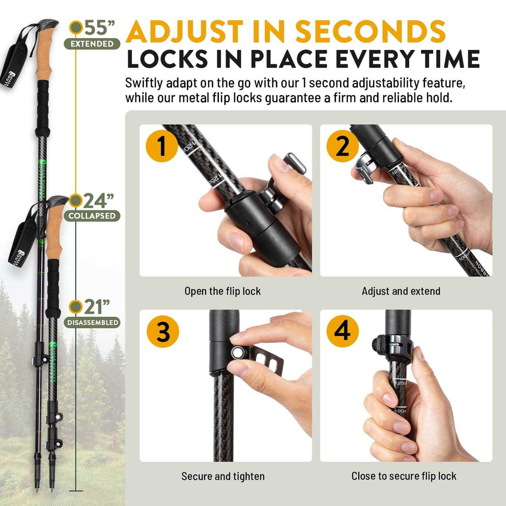 Carbon Fiber Trekking Poles Collapsible Walking k7m