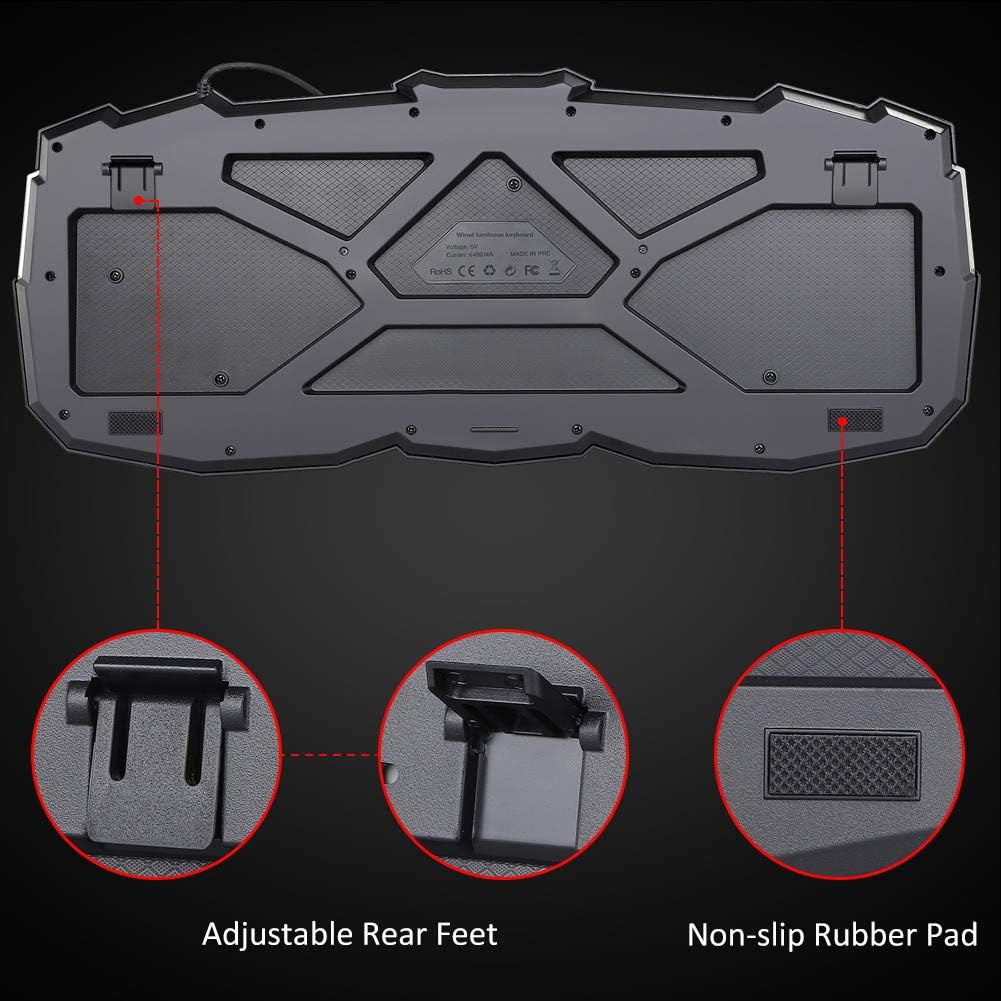 Gaming Keyboard Mouse Headset Combo USB Wired LED Backlit 114 Keys Red Light for PC Laptop k7