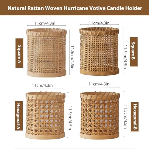 Rattan Woven Glass Candle Holder Vase Decor a7