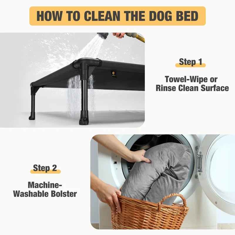 Elevated Dog Bed for Extra Large Dogs, Cooling Portable Cot with Washable Mesh A7