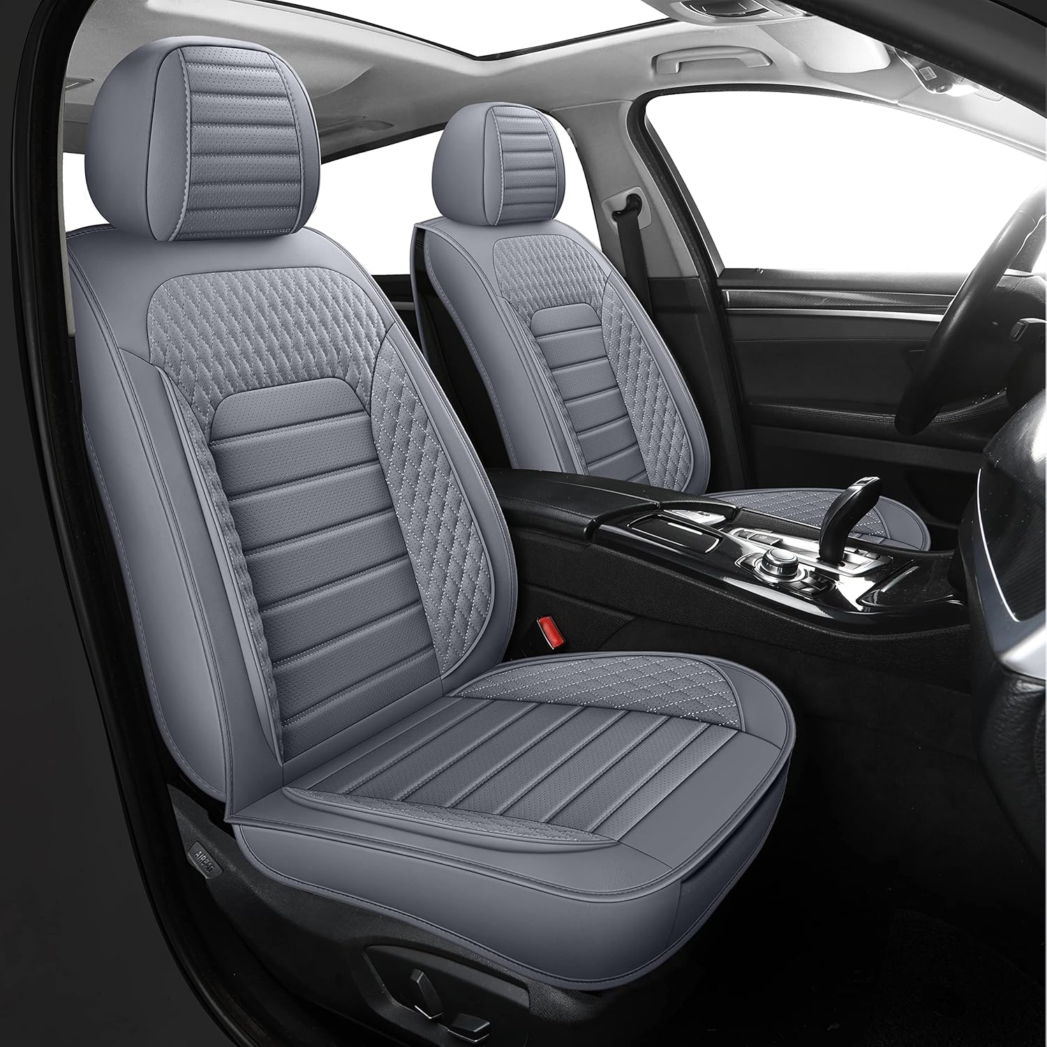 Car Seat Covers Faux Leather for Cars SUV Front Set Grey k7p