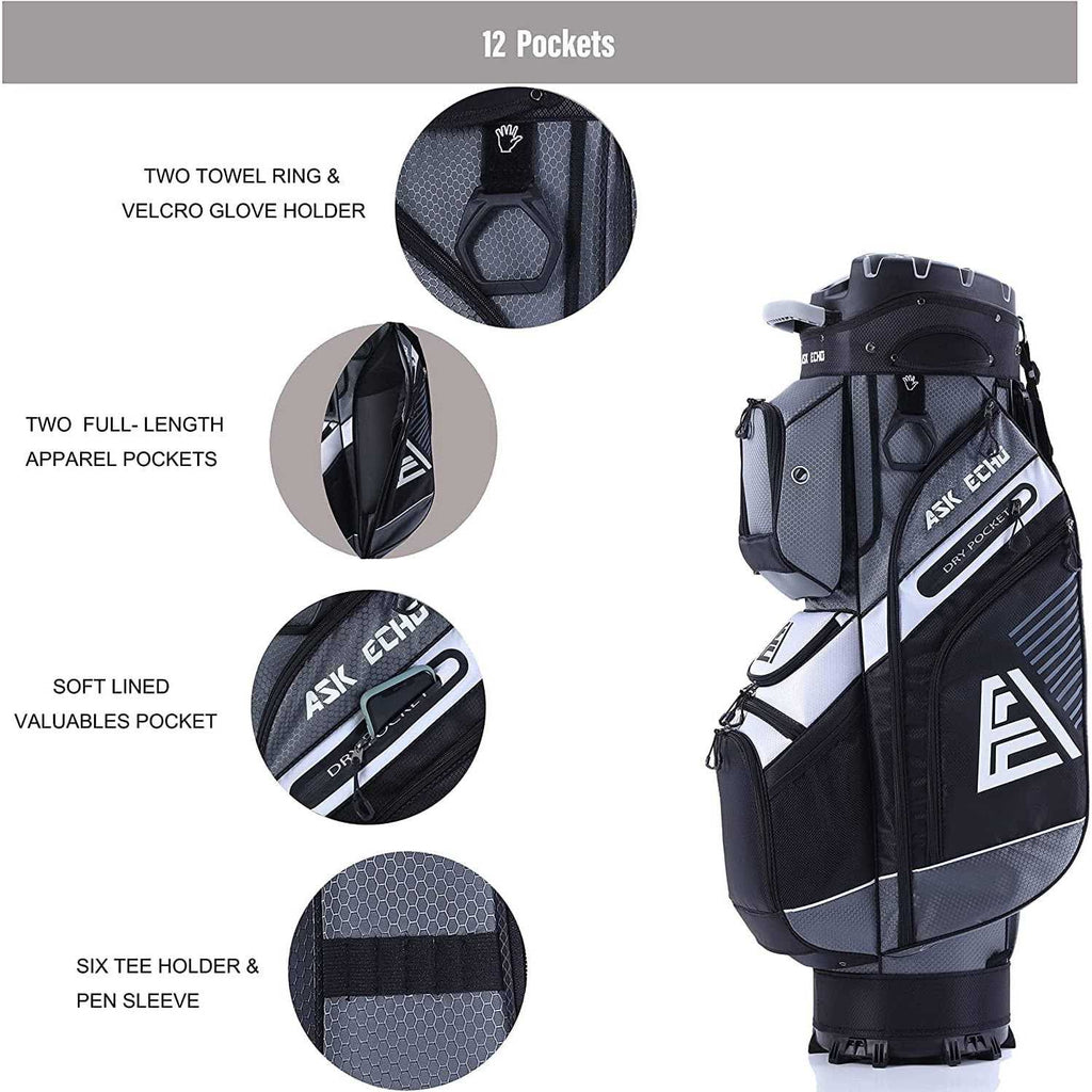 Golf Cart Bag 14 Way Organizer with Rain Cover k7m