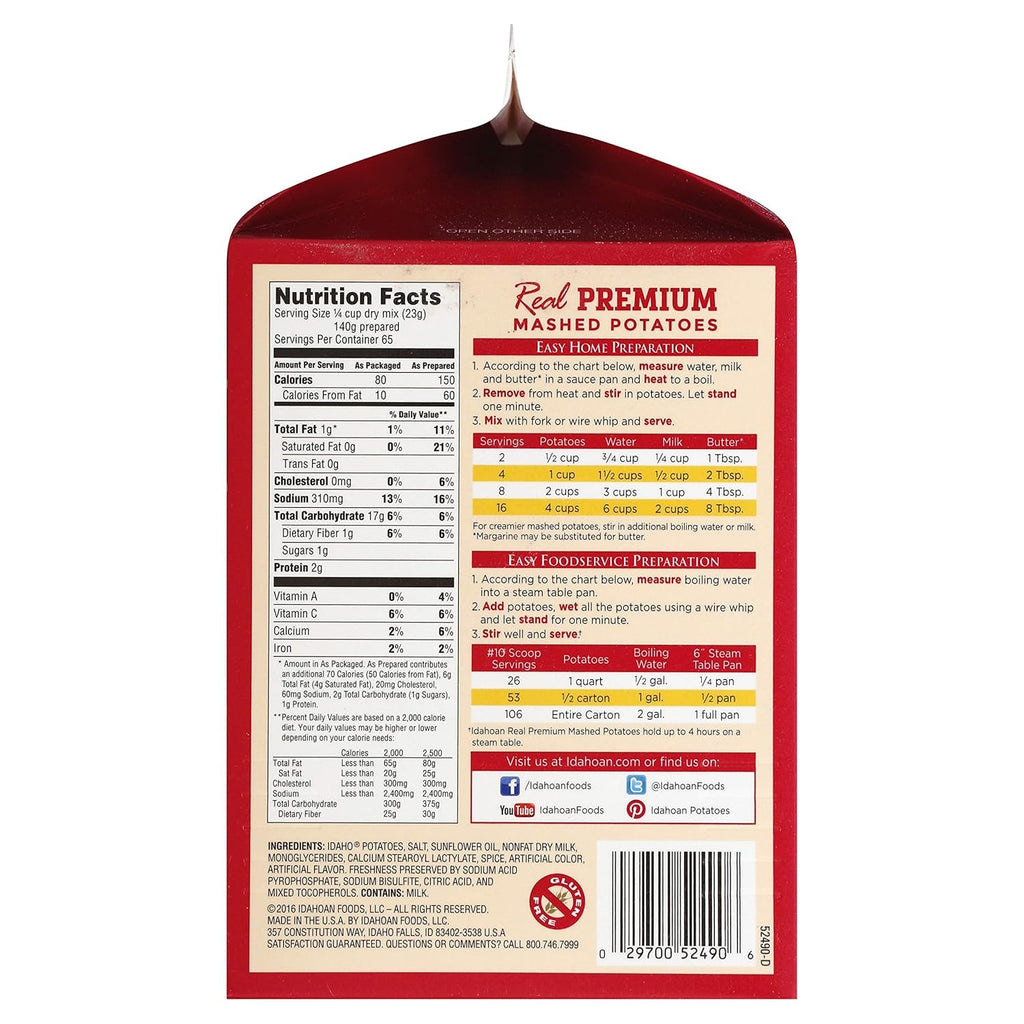 Mashed Potatoes Gluten-Free 3.25lb Carton a7
