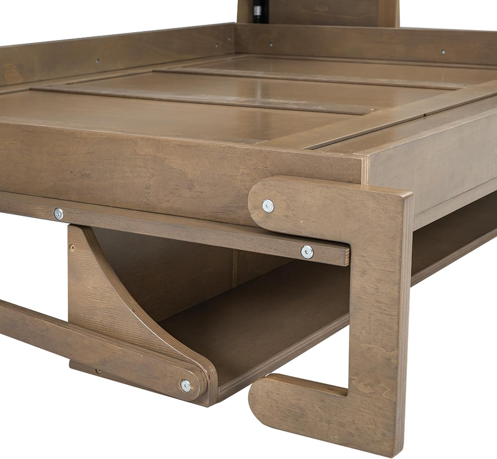 Murphy Bed Frame with Wardrobe and Drawers Space-Saving k7p