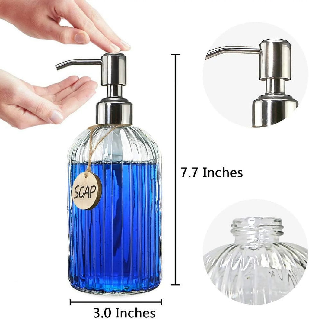 Clear Glass Soap Dispenser with Stainless Steel Pump a7k
