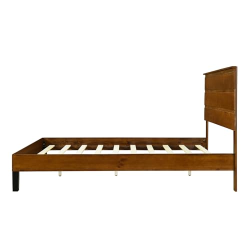 Farmhouse Full Size Bed Frame Tall Headboard Wood Platform q7k