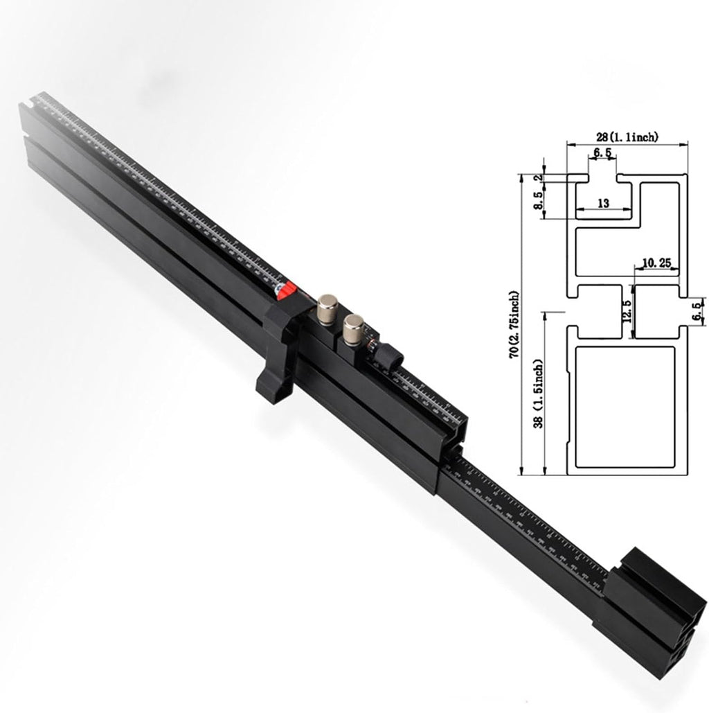 Table Saw Miter Gauge Fence Telescoping 941mm Double Sided Scale Extended Support k7p