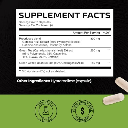 Green Tea Weight Loss Pills with Green Coffee Bean Extract, 120 Capsules k7