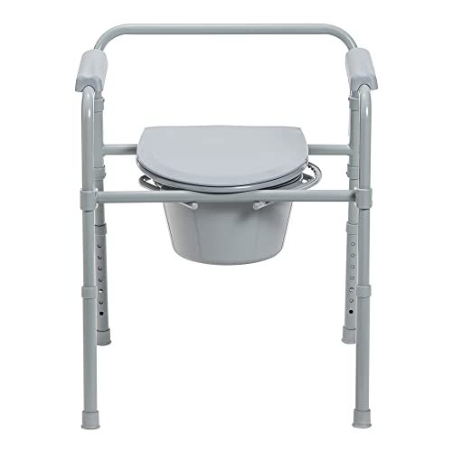 Folding Commode Chair with Bucket, Adjustable Height q7