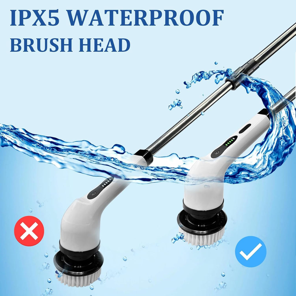 Electric Spin Scrubber Cordless Cleaning Brush with Adjustable Arm 8 Heads a7