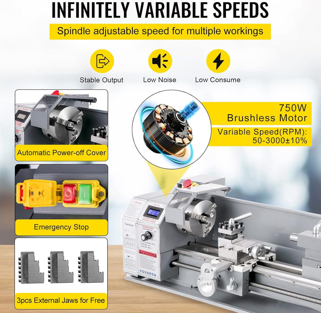 Metal Lathe 8.7 x 29.5 Inch Mini Variable Speed Machine a7