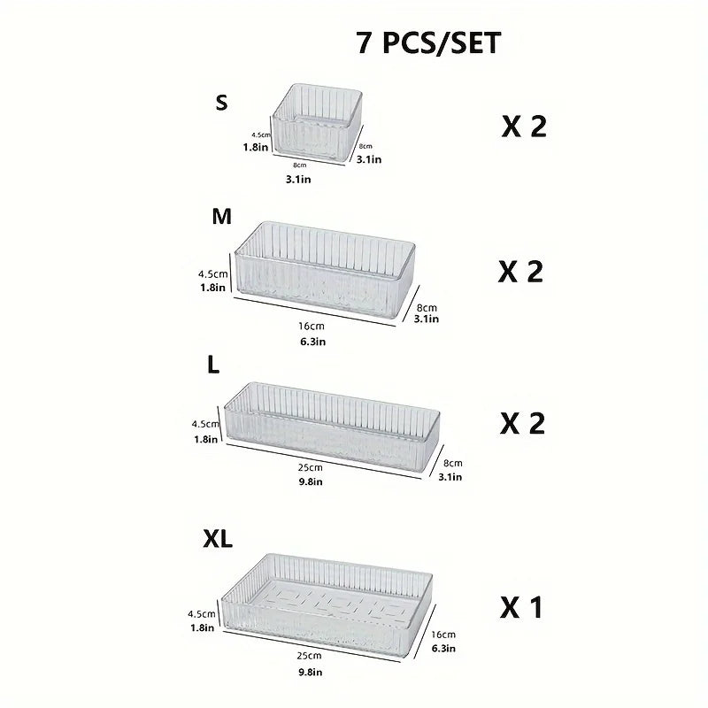 Clear Drawer Organizer Set for Makeup Bathroom Kitchen a7