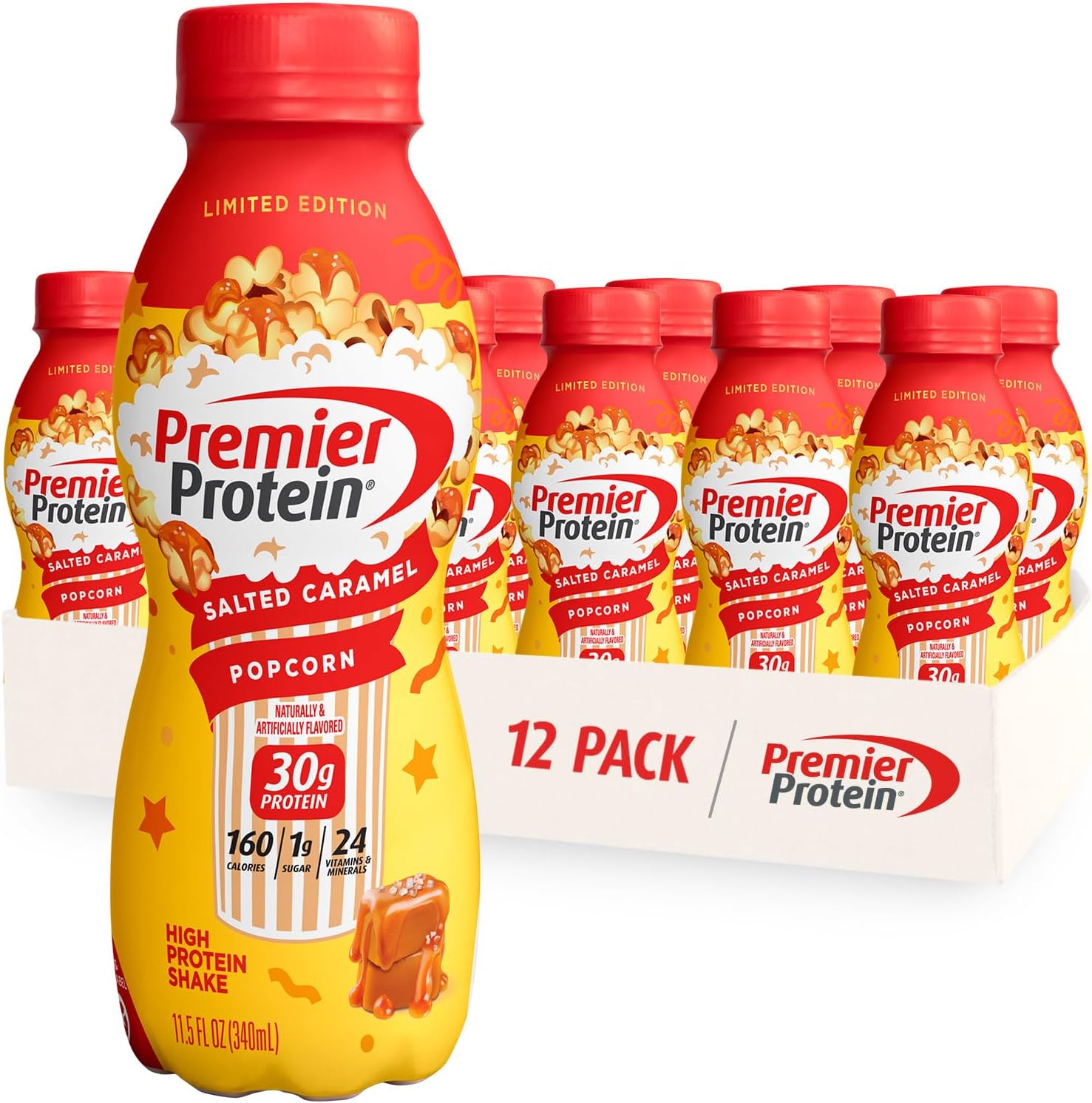 Protein Shake Salted Caramel Popcorn Cookie Dough 30g Protein 12 Pack k7