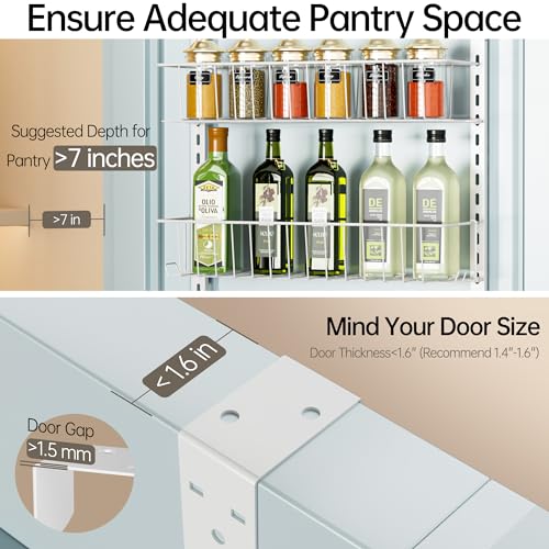 Over the Door Pantry Organizer 6-Tier Metal Storage Rack White a7