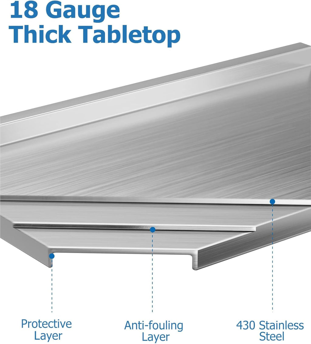 Stainless Steel Prep Table with Undershelf and Backsplash 7k