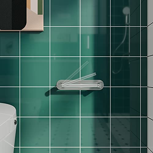 Adhesive Toilet Paper Holder Brushed Nickel Double Post Pivoting No Drilling Stainless Steel k7