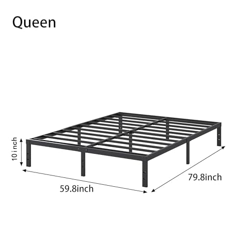 Metal Bed Frame Heavy Duty Steel Slat Mattress Foundation Black k7