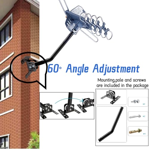 Outdoor TV Antenna Long Range 360 Rotation 4K VHF UHF 2 TVs k7
