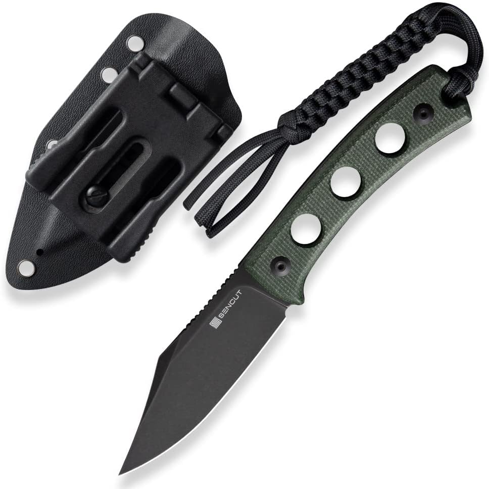 Fixed Blade Knife Full Tang Clip Point Satin G10 Handle Kydex Sheath EDC Outdoor q7k