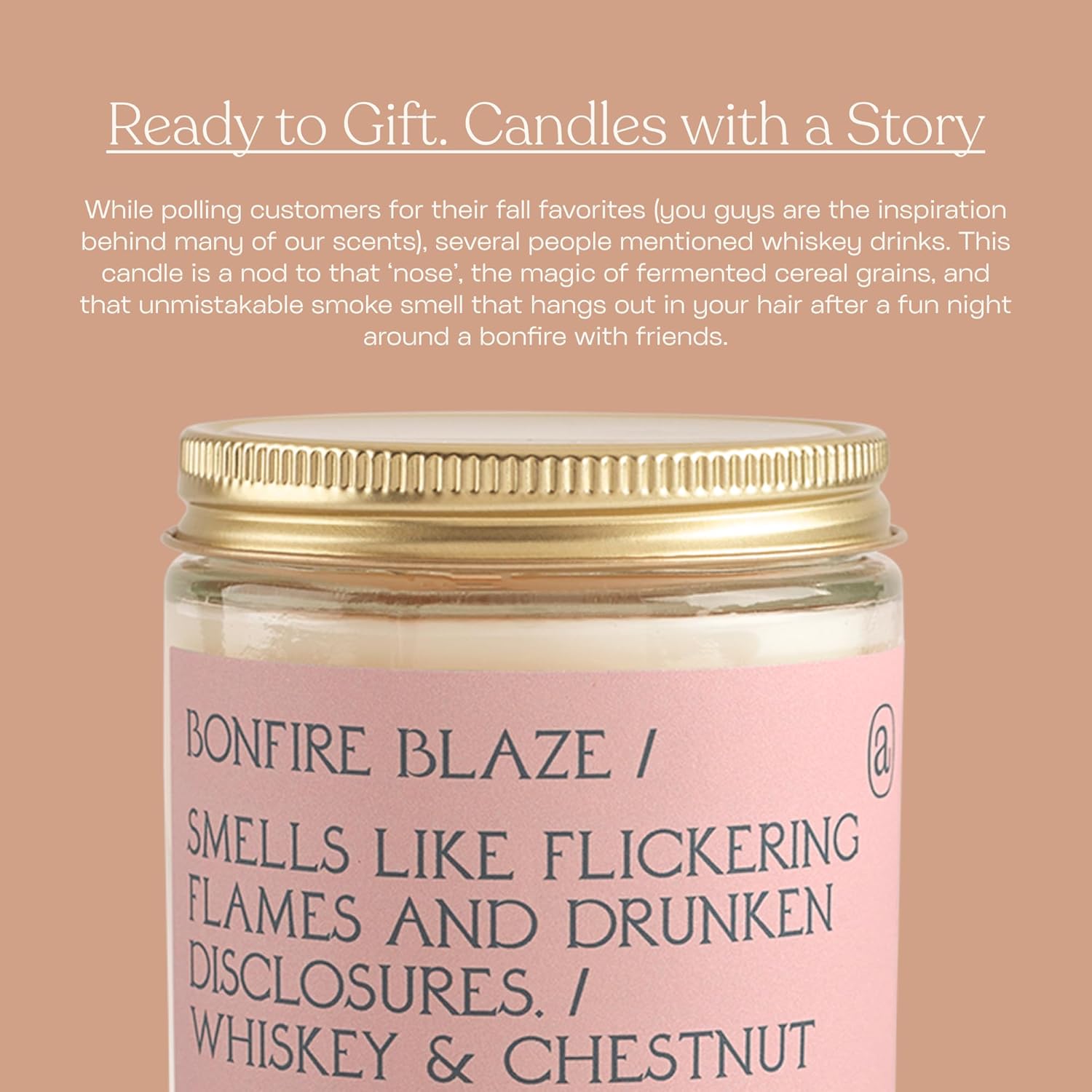 Coconut Soy Wax Candle Jar Whiskey Chestnut Scent 7.8 Oz k9