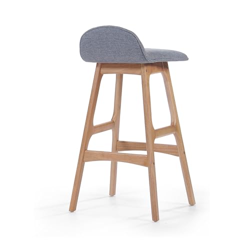 Mid-Century Modern Bar Stool Set of 2 Wood Counter Height Chairs with Footrests Charcoal k7