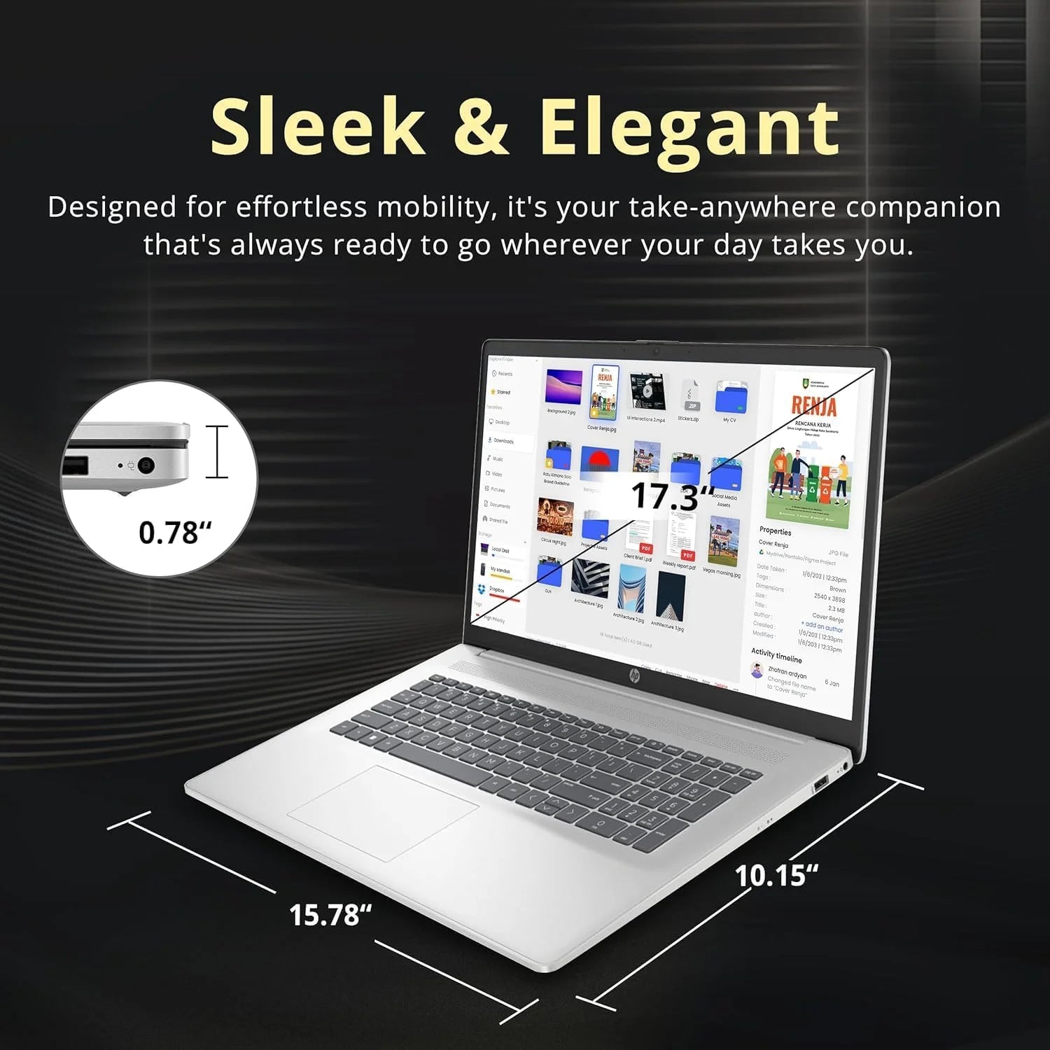 17.3" FHD Business Laptop with Office Lifetime License, 32GB RAM 1TB SSD k7