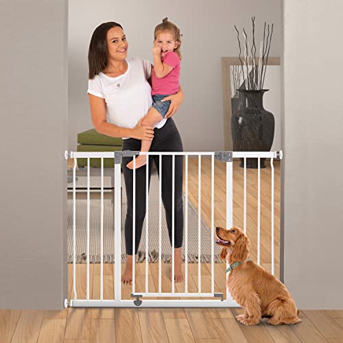 Baby Safety Gate Extra-Wide 39-42.5 Inches White k7
