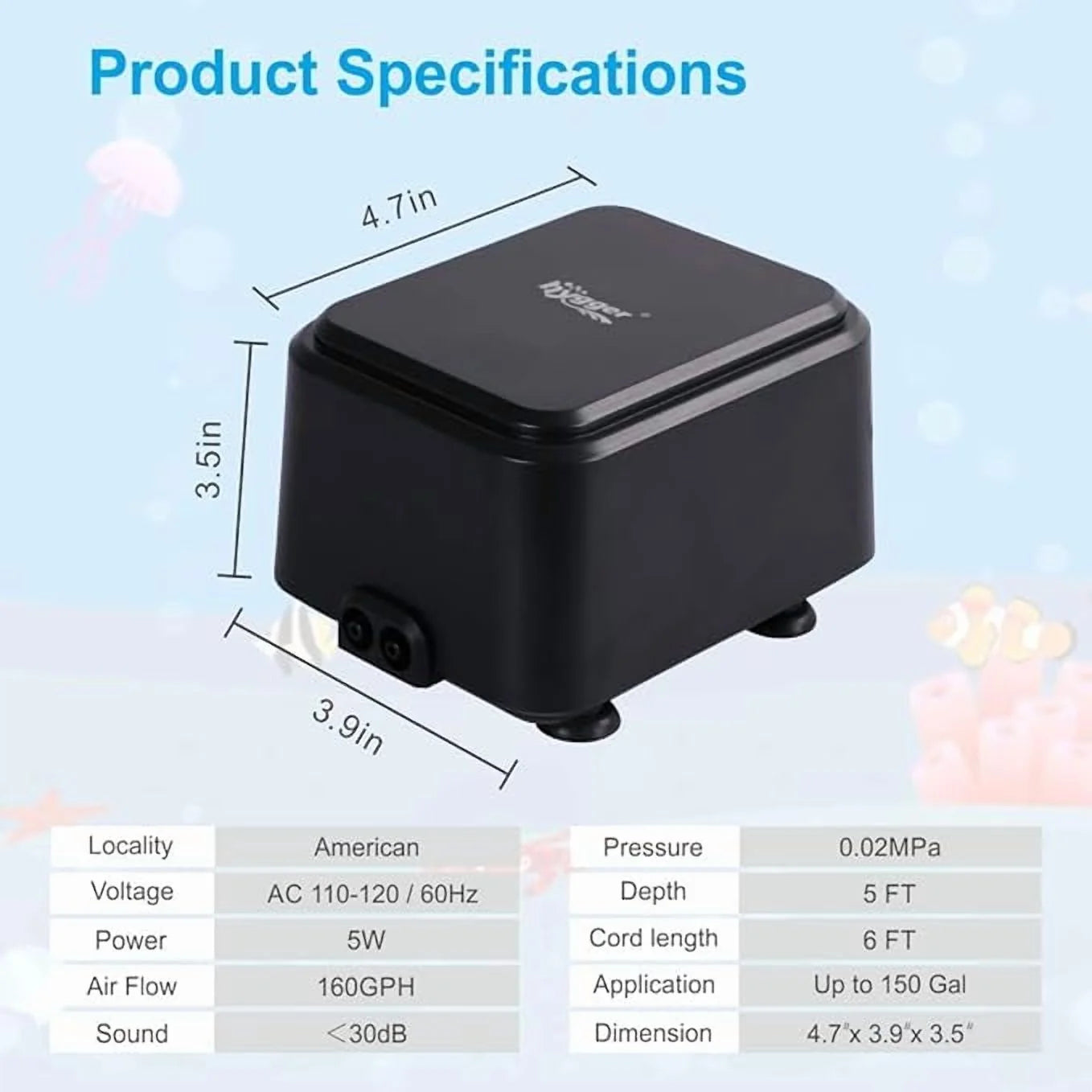 Aquarium Air Pump Adjustable 7k