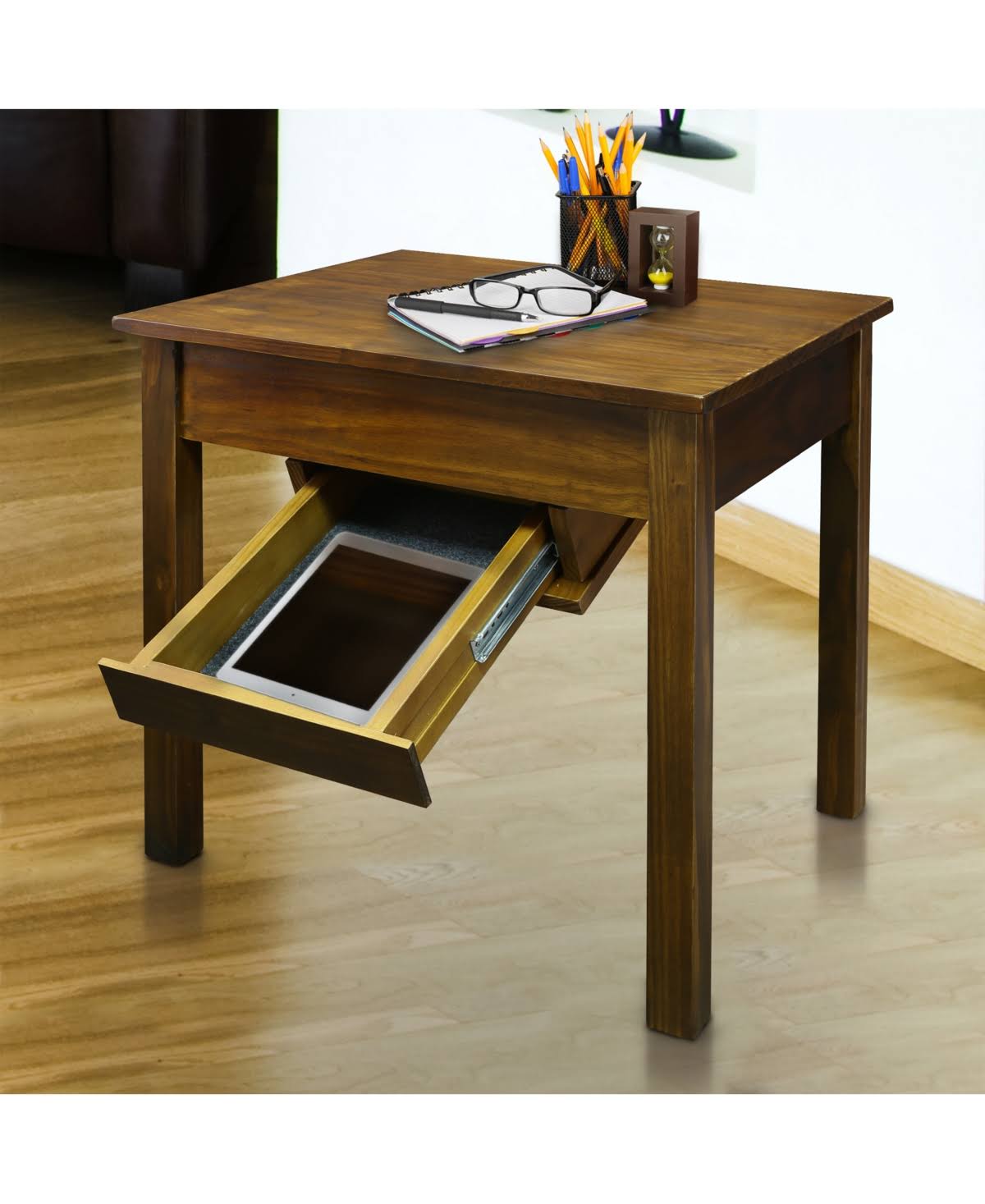 End Table with Concealed Drawer Brown k7m