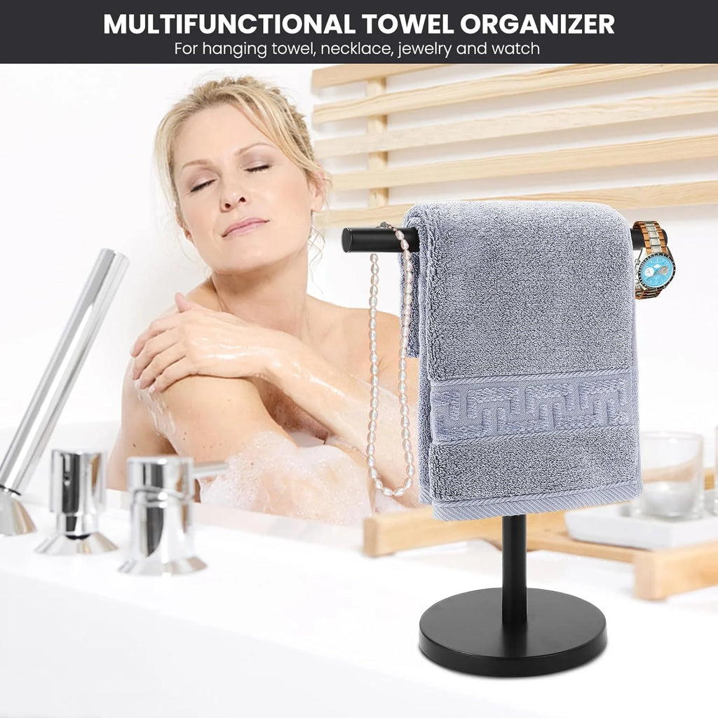 T-Shape Bath Towel Holder Stand Stainless Steel Matte Black k7