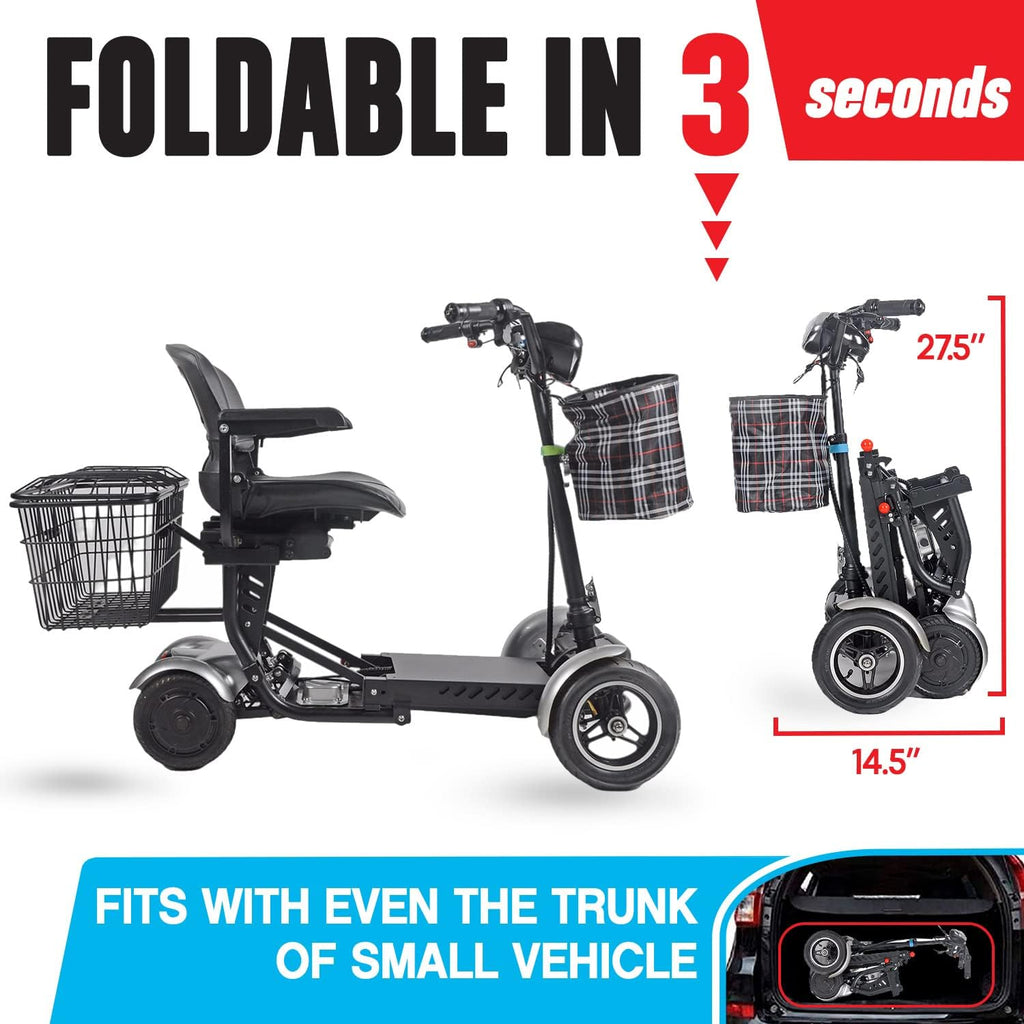 Foldable 4 Wheel Mobility Scooter for Seniors Long Range Battery a7