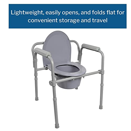 Folding Commode Chair with Bucket, Adjustable Height q7