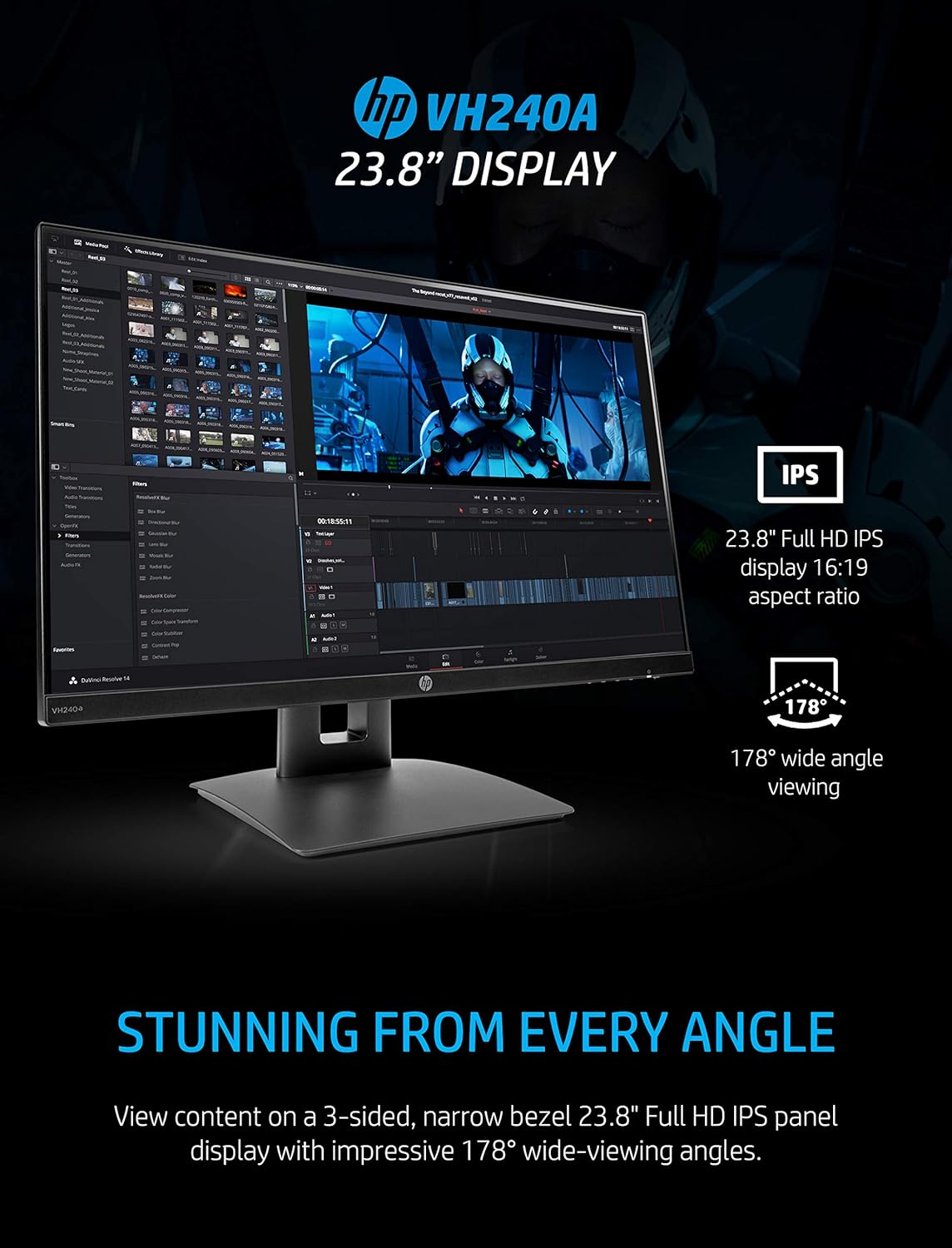 23.8" Full HD IPS LED Monitor with Built-In Speakers and VESA Mounting, HDMI & VGA Ports k7