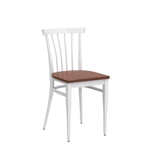 Heavy Duty Metal Dining Chair Set of 2, Stackable Wood Seat, Black k7