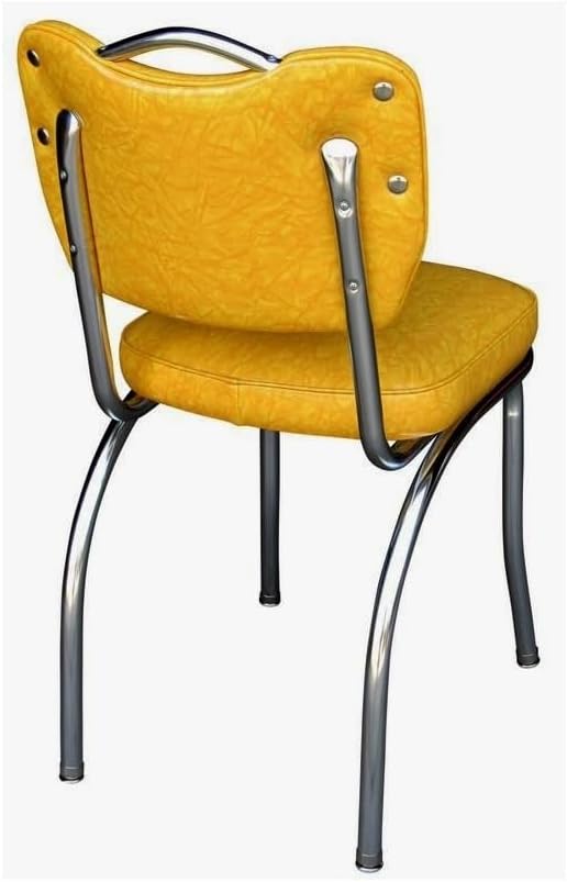 Handle Back Diner Chair with Single Tone Channel Back & 2" Box Seat - Cracked Ice Yellow