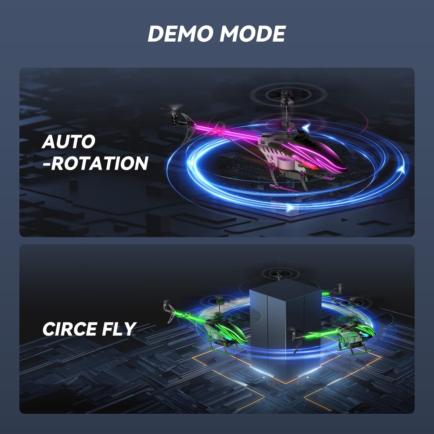 RC Helicopter for Kids Indoor Play 7+ LED Modes 30Mins Flight Gyro Stabilizer Blue k7