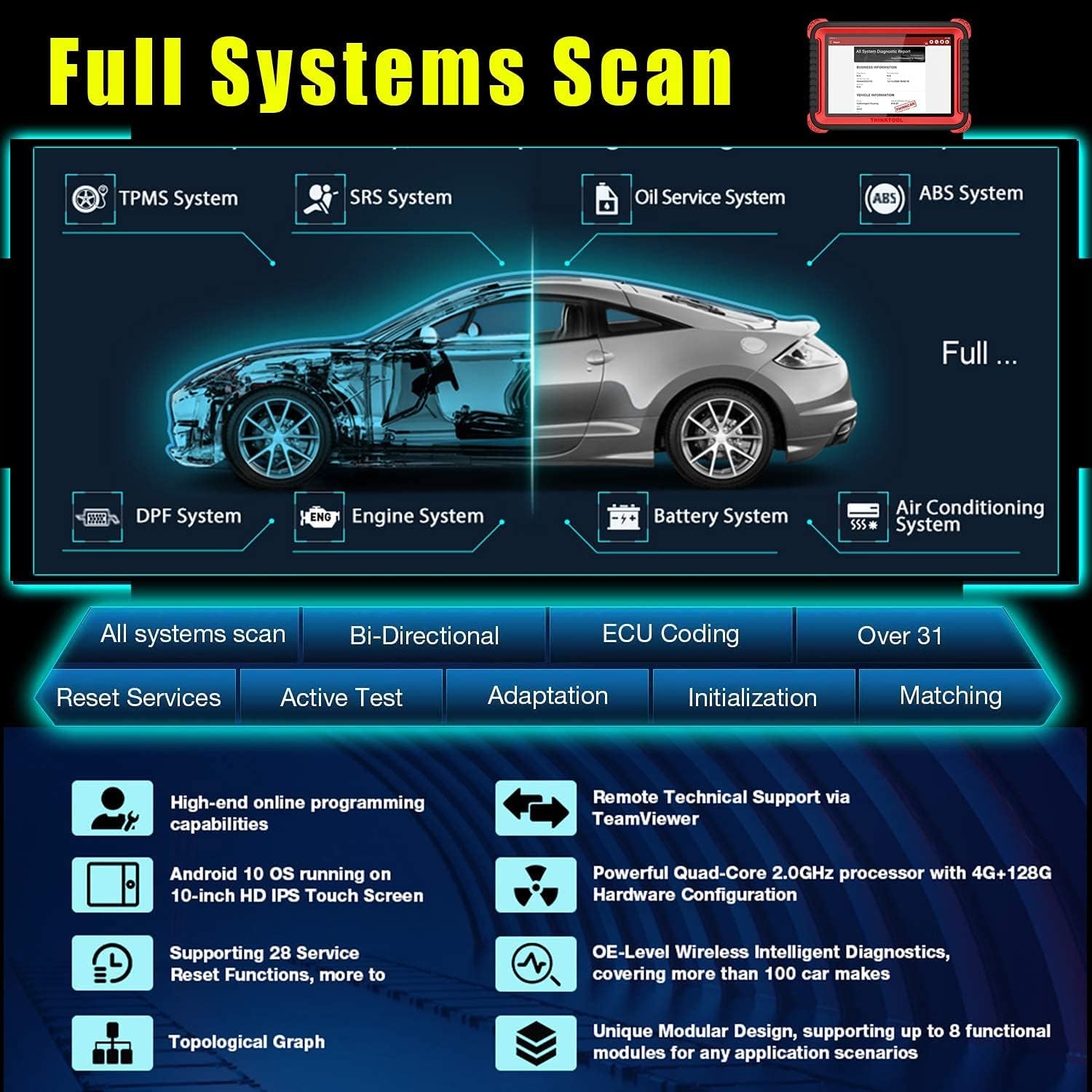 Diagnostic Scan Tool with 31 Reset Functions and ADAS Calibration k7q